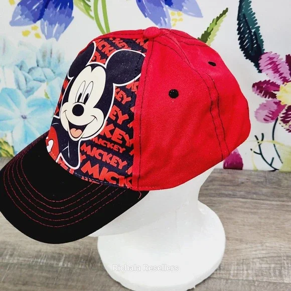 Disney Mickey Mouse Boys Youth Strap Back Hat Kids Baseball Cap Adjustable Red - Picture 2 of 7